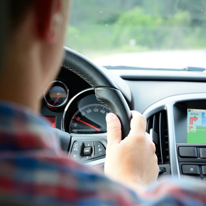 Un conducteur et son GPS - Domaine public