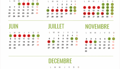 Calendrier 2020 des congés payés à poser