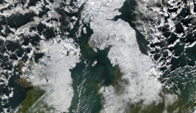 Image satellite de l'Irlande sous la neige