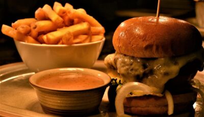 A burger served at The Old Mill in Temple Bar, Dublin