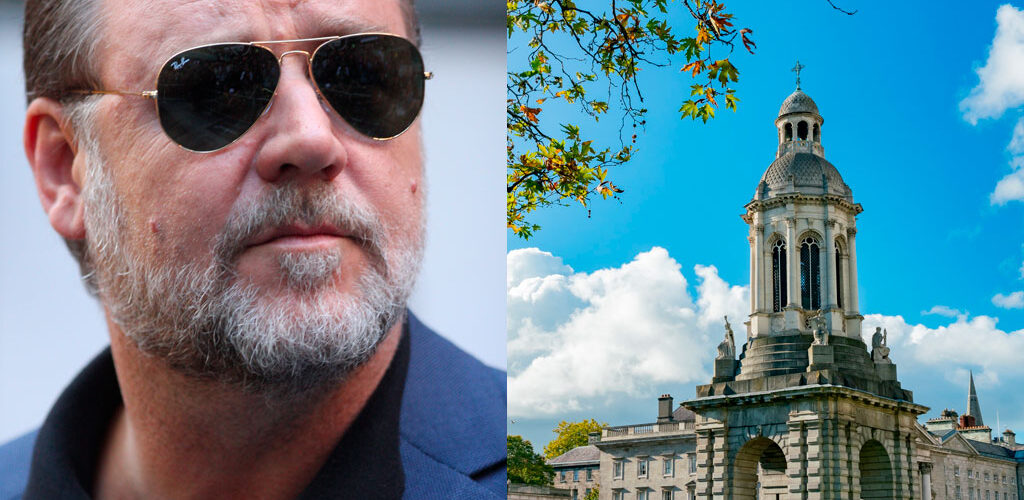 Russel Crowe, aperçu à Trinity College pour le tournage d&rsquo;un film d&rsquo;exorcisme
