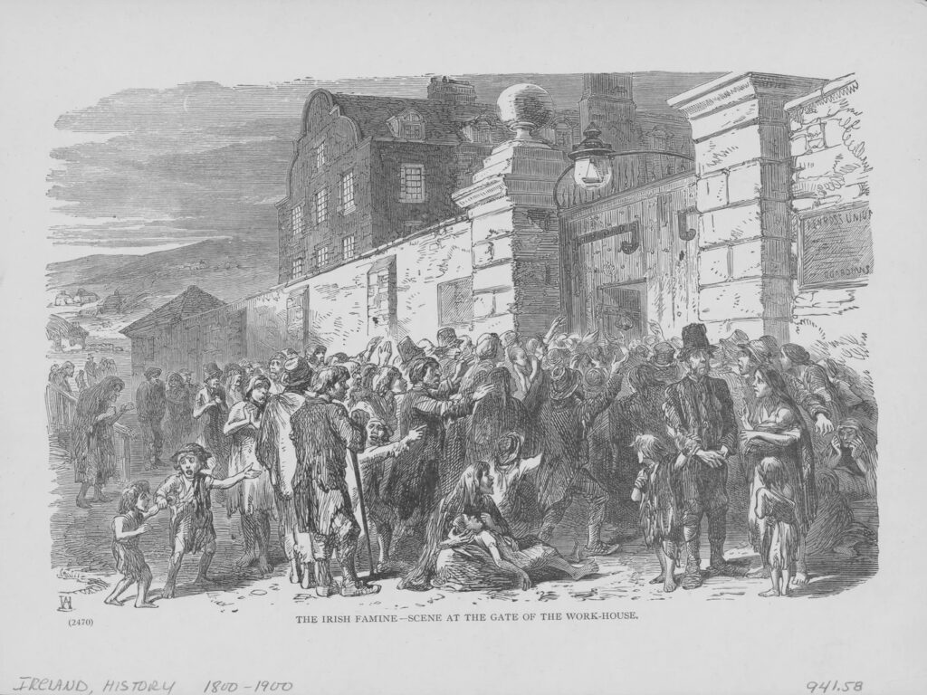La Poor Law de 1838 a conduit à la création des workhouses irlandaise - Domaine public