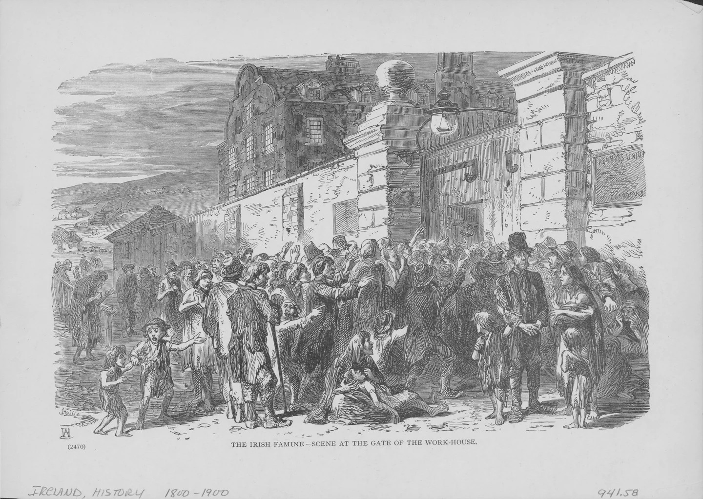 La Poor Law de 1838 a conduit à la création des workhouses irlandaise - Domaine public
