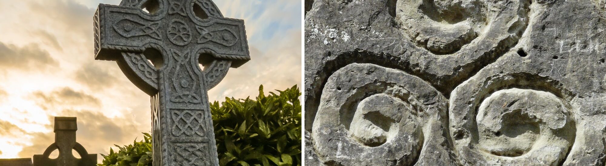 Une croix celtique chrétienne et un triskell païen - © Canva Pro