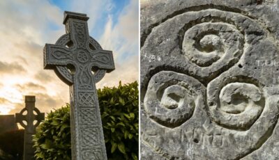Une croix celtique chrétienne et un triskell païen - © Canva Pro