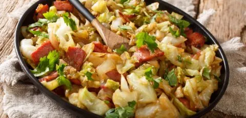 fried cabbage with bacon