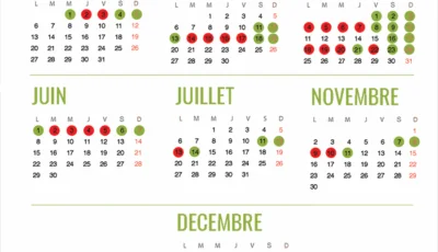 Calendrier 2020 des congés payés à poser