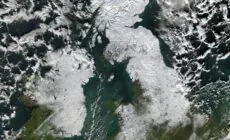 Image satellite de l'Irlande sous la neige