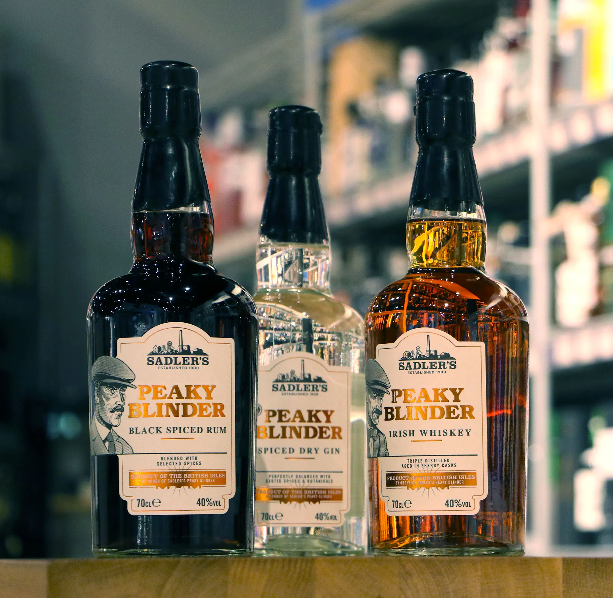 Des alcools de la gamme Peaky Blinder - https://www.shoppinginbirmingham.com