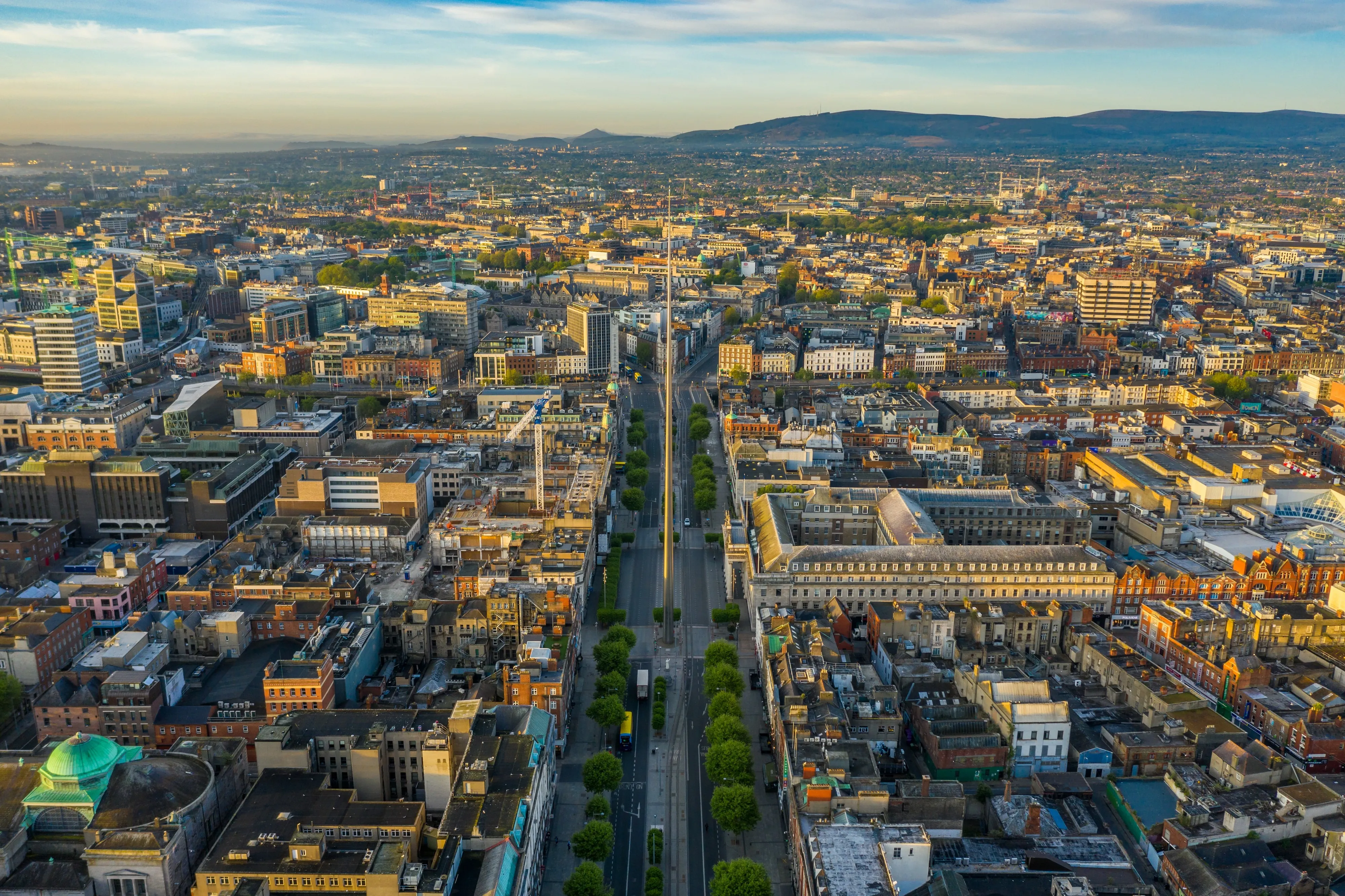 Vue aérienne sur O'Connell Street à Dublin - © Irish Drone Photography