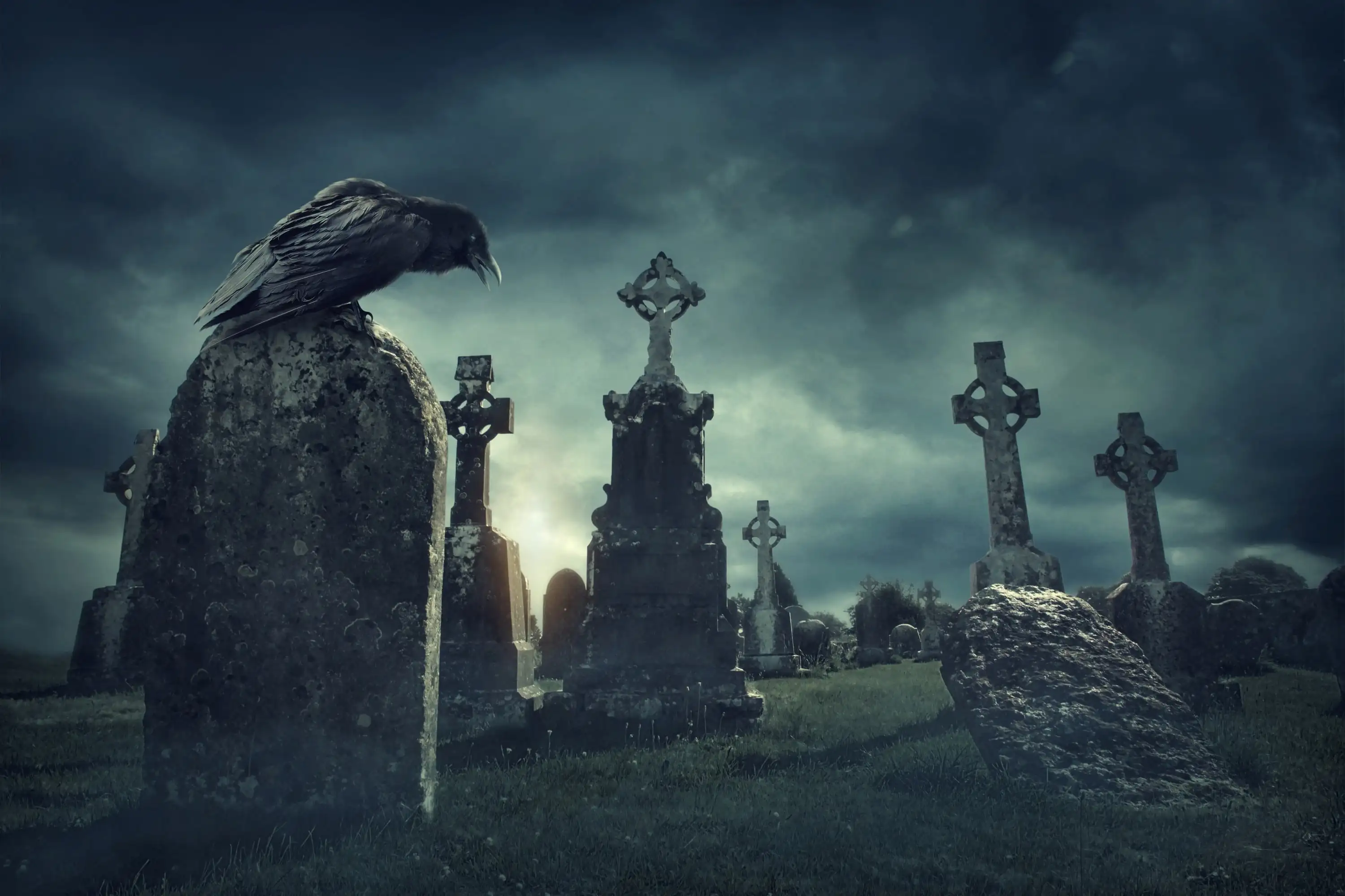 Un cimetière le soir de la Samain - © Elena Schweitzer