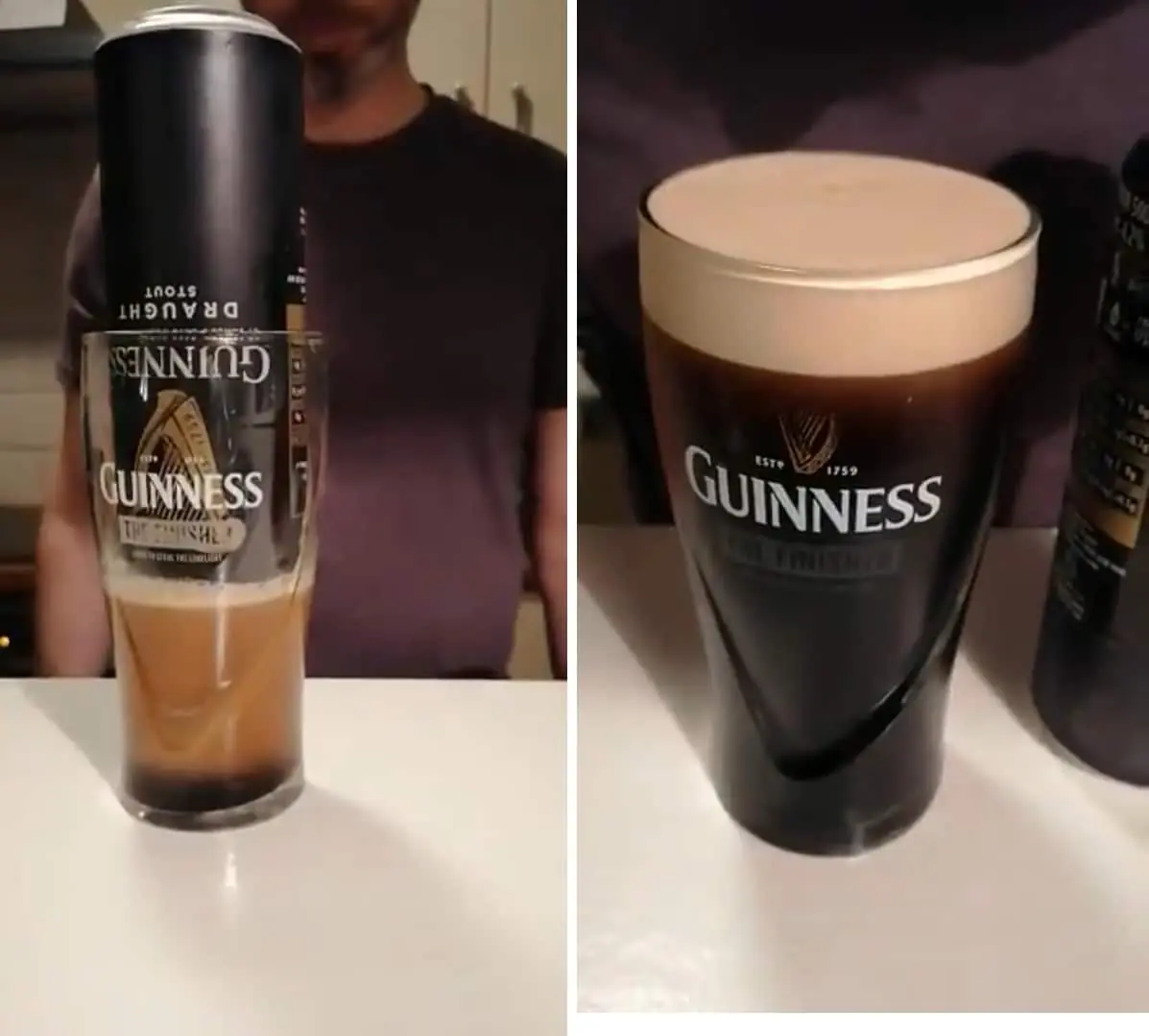 Une pinte servie à partir d'une cannette de Guinness