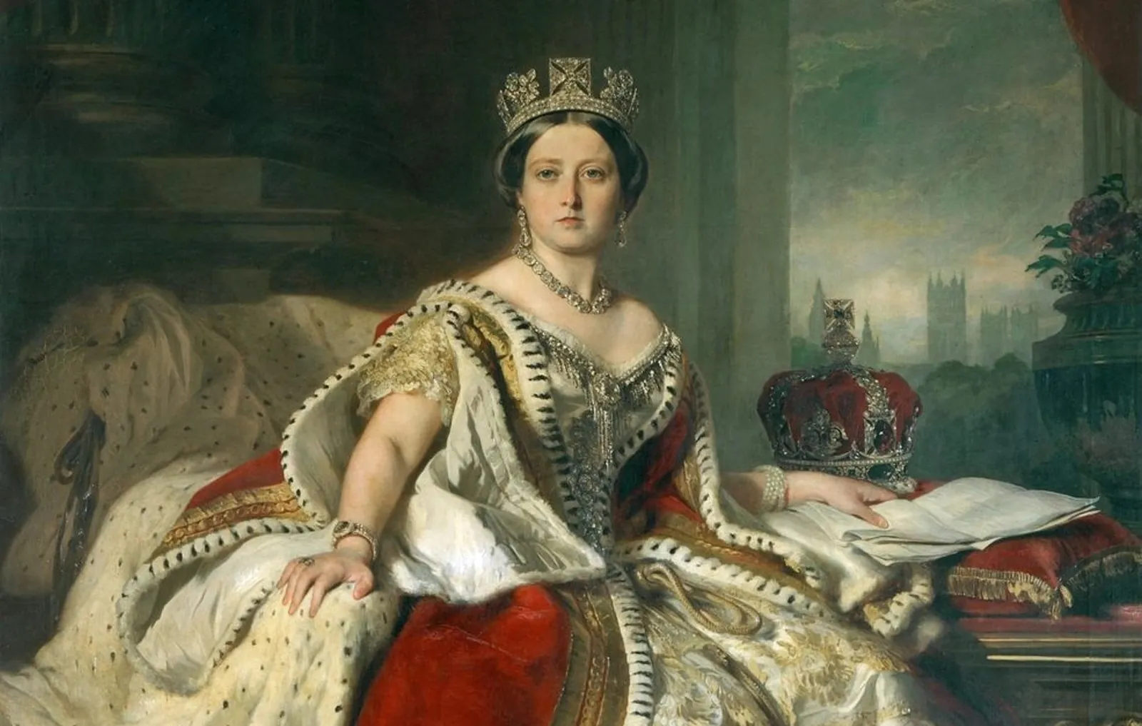 Portrait de la reine Victoria réalisé par Franz Xaver Winterhalter en1819-1901. - Photographie de Franz Xaver Winterhalter