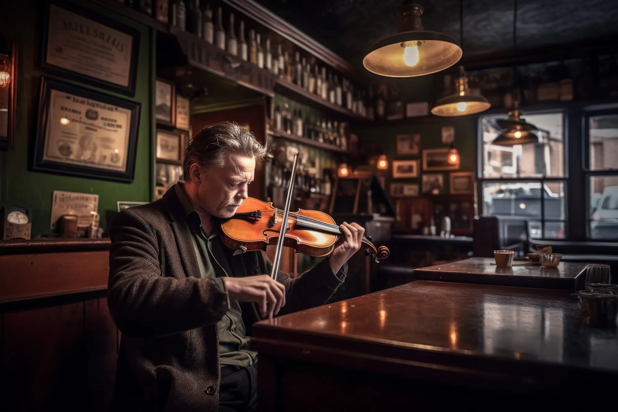 Un musicien irlandais dans un irish pub - © Sunshower Shots
