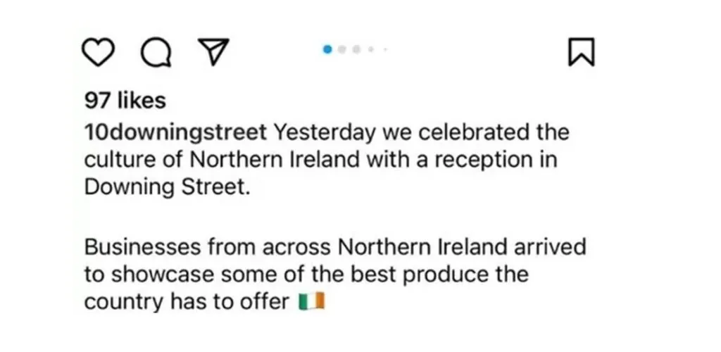 Bad Buzz : Downing Street confond le drapeau de l'Irlande du Nord... avec celui de la République d'Irlande ! 1 Capture du tweet incriminé avant sa rectification