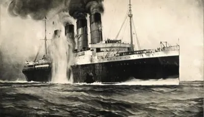 Le naufrage du Lusitania (1915) 1 Le Lusitania en plein torpillage