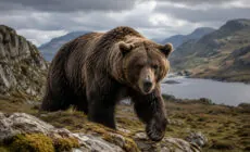 Reconstitution d’un ours dans les paysages sauvages de l’Irlande préhistorique. - Go to Ireland.com