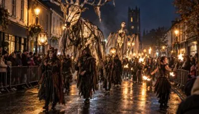 Procession de feu et d’ombres pendant le Dead of Night Festival à Longford -Go-to-Ireland.com