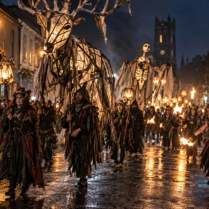 Dead of Night Festival de Longford 1 Procession de feu et d’ombres pendant le Dead of Night Festival à Longford -Go-to-Ireland.com