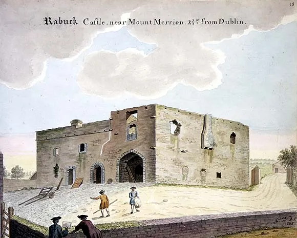 Représentation historique du château de Roebuck à Dublin par Gabriel Beranger vers 1768